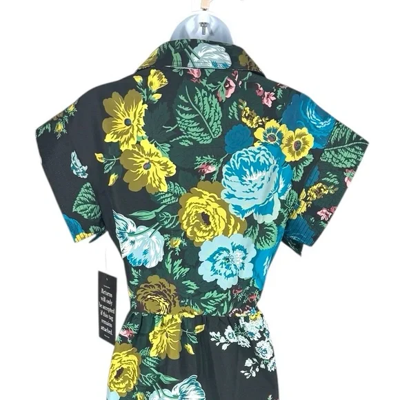 Tuckernuck Verdant Floral Chloe Midi Dress NWT S Green Shirt Dress No Belt - Picture 8 of 11